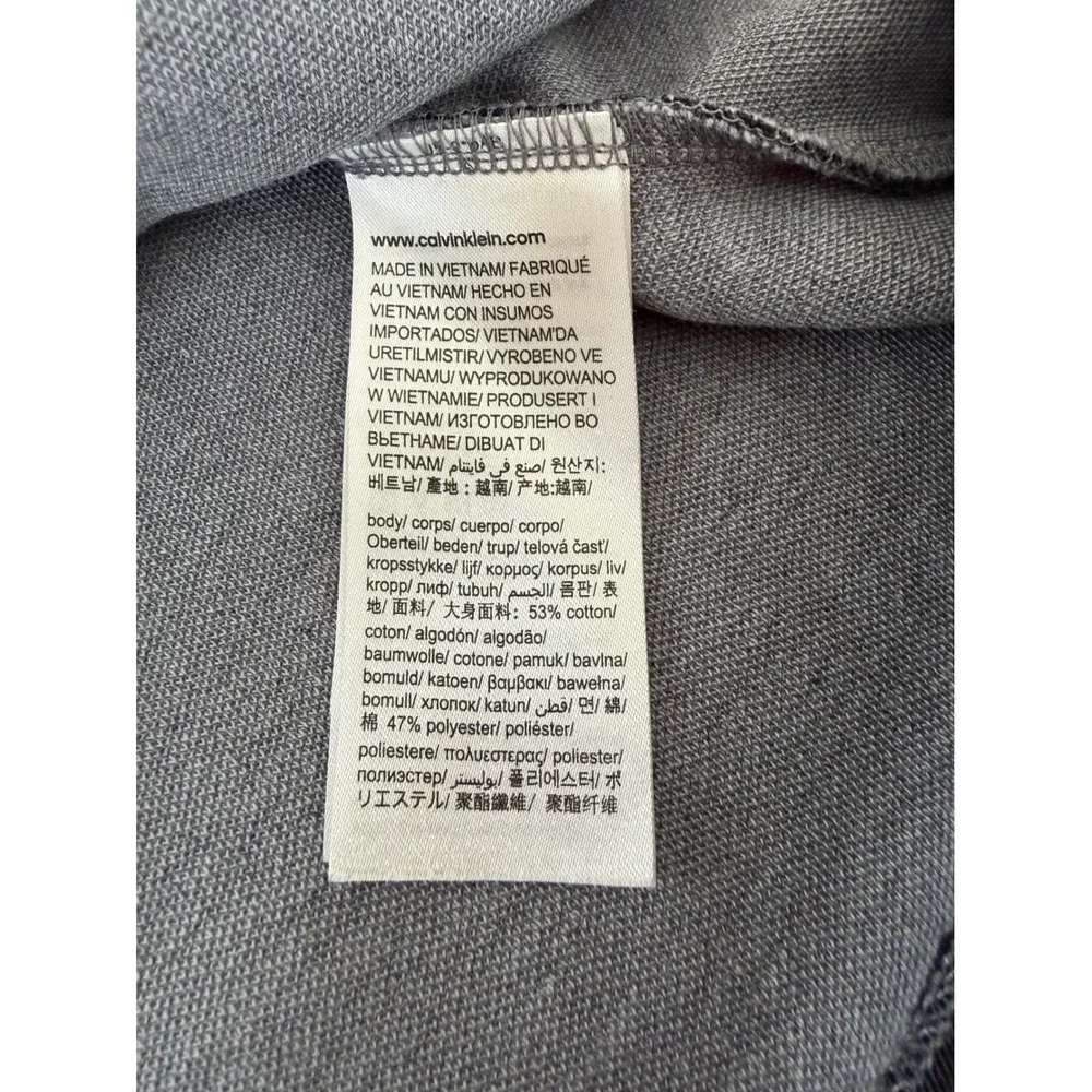 Calvin Klein Mens Quarter Zip Pullover Heather Grey Navy Blue Small Mock Neck
